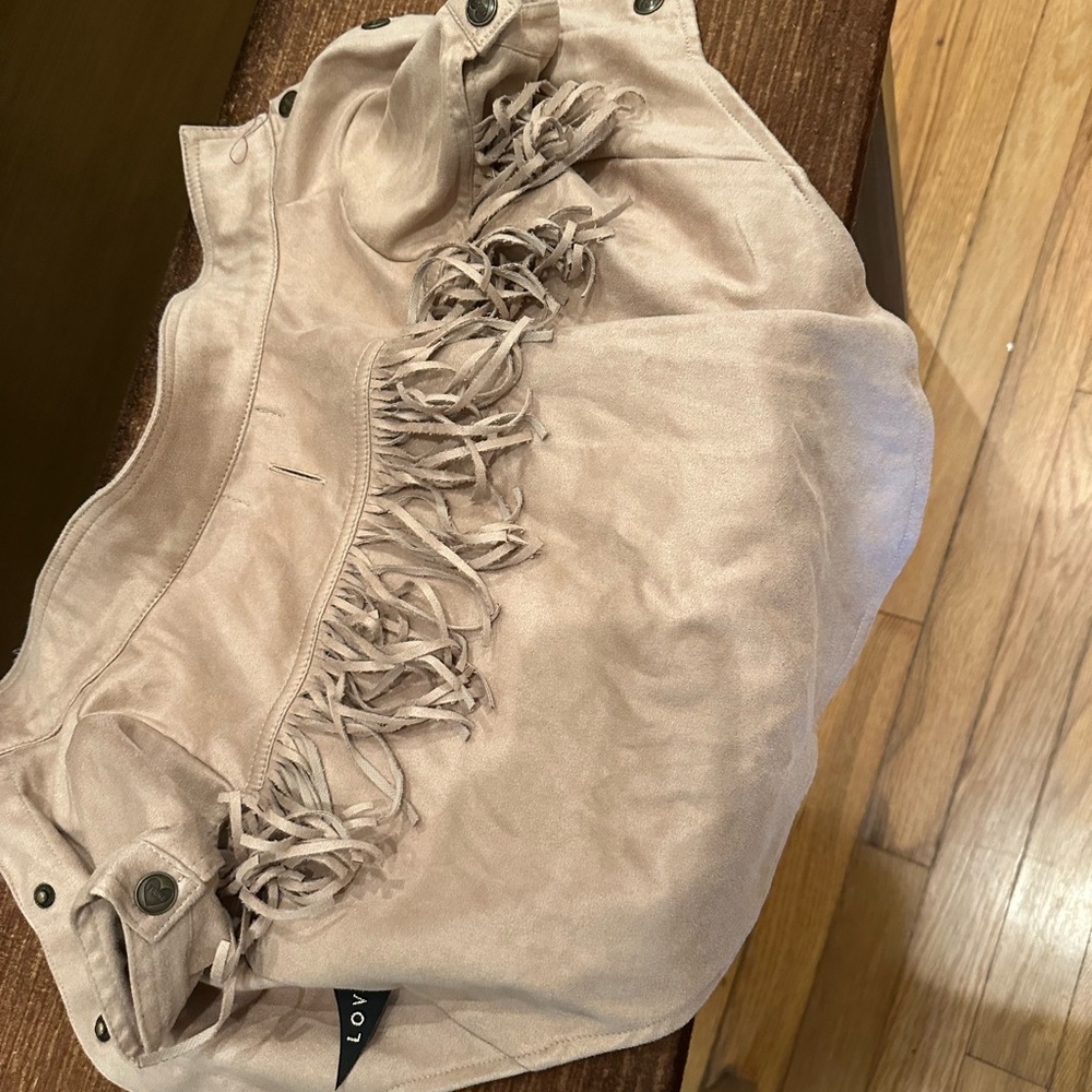 Stylish Tan Dog Poncho with Fringe